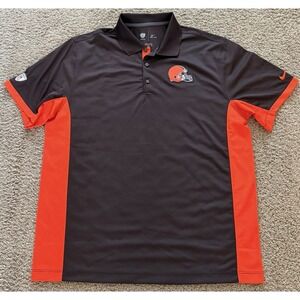 Nike On Field Cleveland Browns Athletic Polo Shirt Men's XL Brown Orange NFL